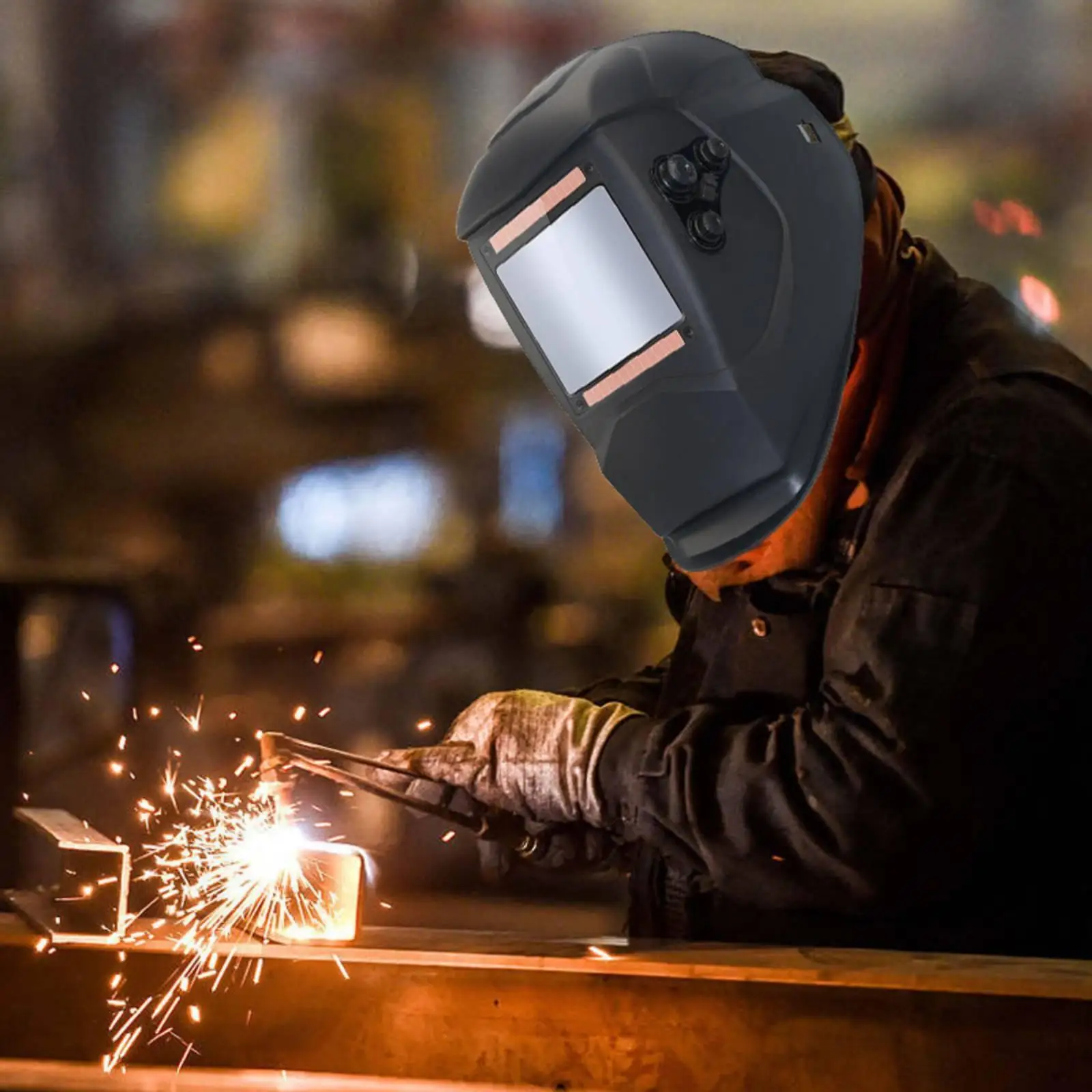 Solar Powered Welder Protective Visor True Color Style with 4 Sensors DIN 9 to 12.5 Full Coverage for Welding Tasks
