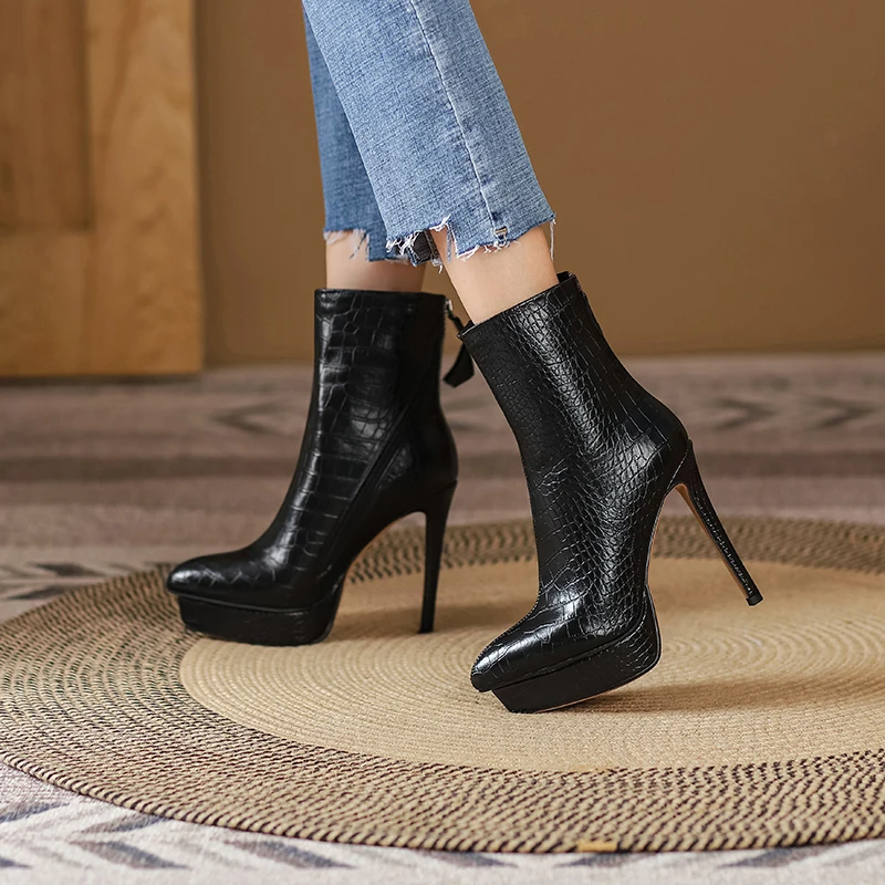 

booties Casual For Women's shoes genuine leather Women Heels 2025 New Sexy Women's shoes Booties