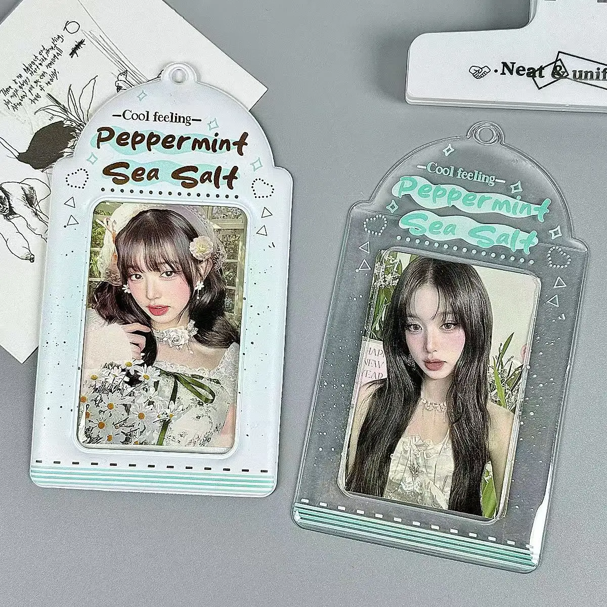 2pcs Korean Style Sea Salt PVC 3 Inch Kpop Polaroid Photocard Display Pendant Card Holder