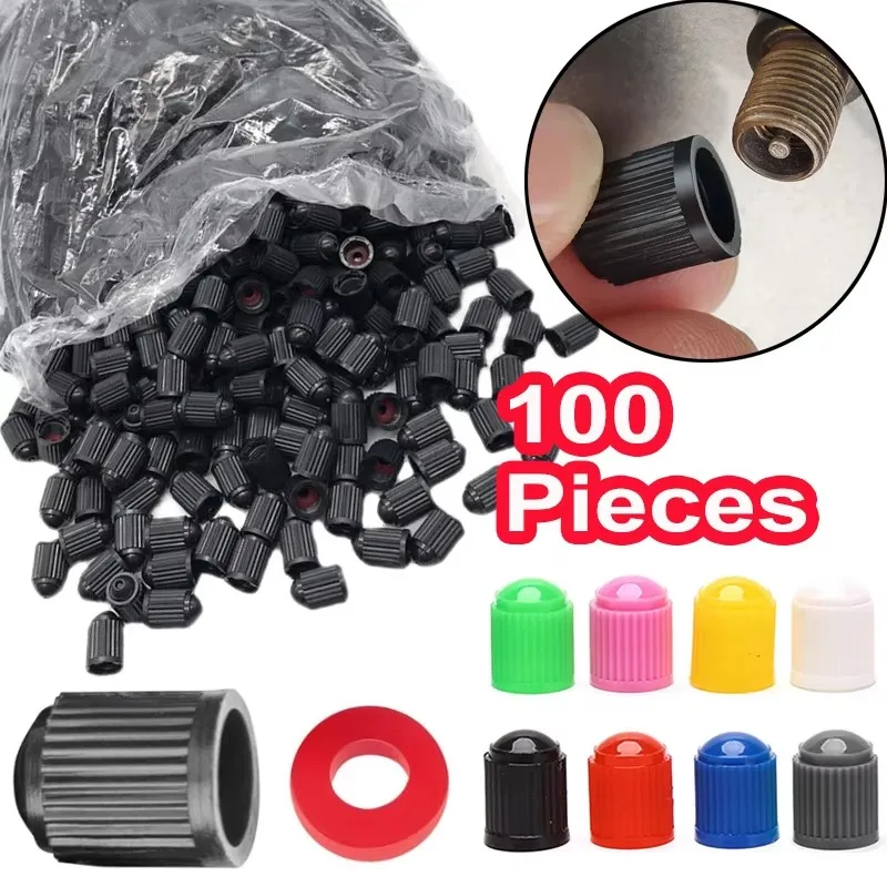 5-100Pcs Tire Stem Valve Caps, with O Rubber Ring, Universal Stem Covers for Cars, SUVs, Bike and Bicycle, Trucks, Motorcycles