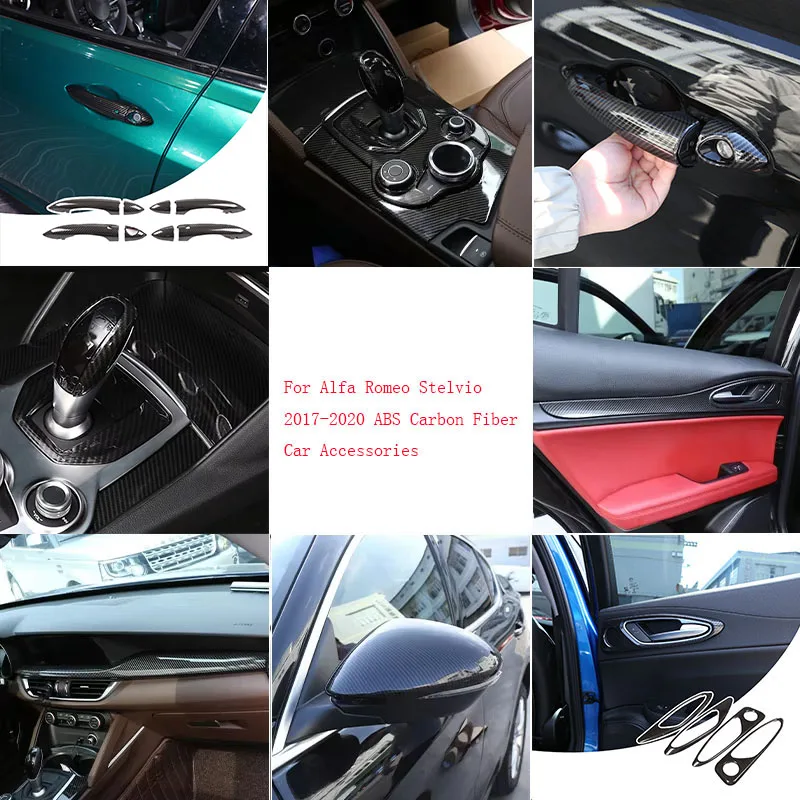 

ABS Carbon Fiber For Alfa Romeo Stelvio 2017-2020 Car dashboard center console gear panel decorative cover sticker interior kit