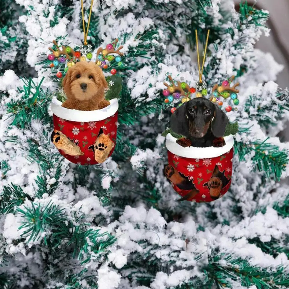 Rustic Farmhouse Christmas Ornaments Dog Lover's Christmas Tree Decorations Funny Stockings Ornaments for Dogs