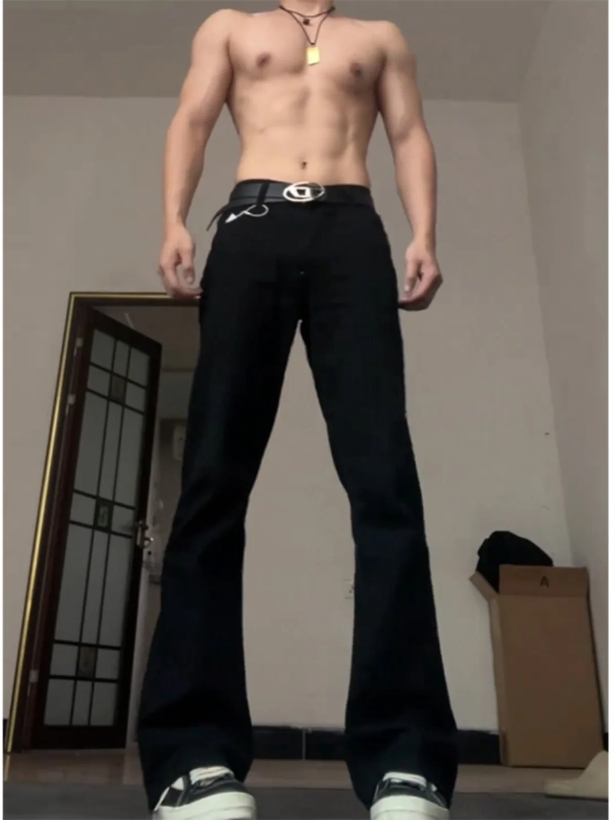 

Slim Fit Straight Leg Jeans Men's Summer High Street Elastic Micro Flare Pants Cleanfit Youthful Trendy Casual Denim Jeans