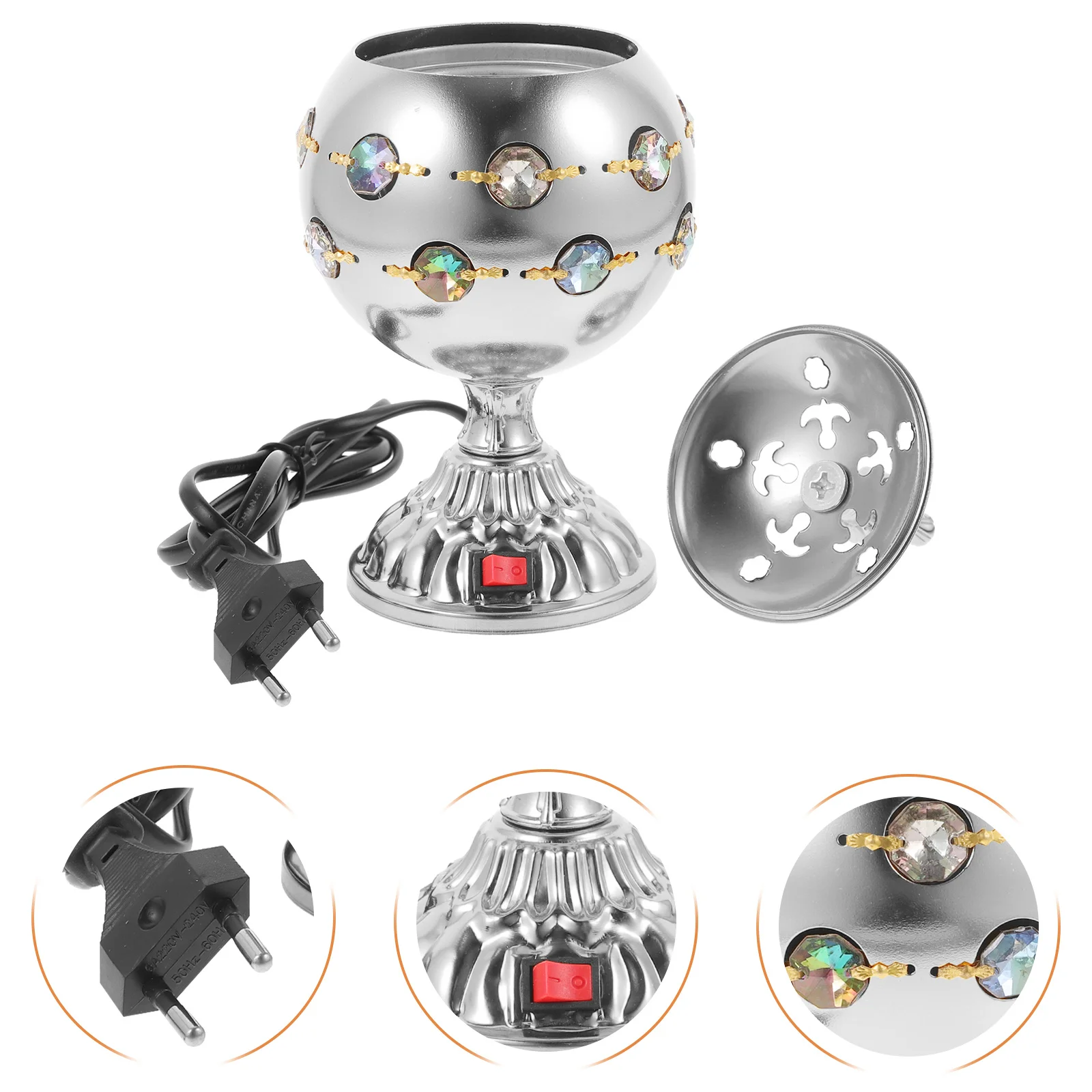 

Electric Censer Burner Metal Desktop Incense Stove with Vintage Style for Living Room Bedroom Meditation Space Decoration Retro