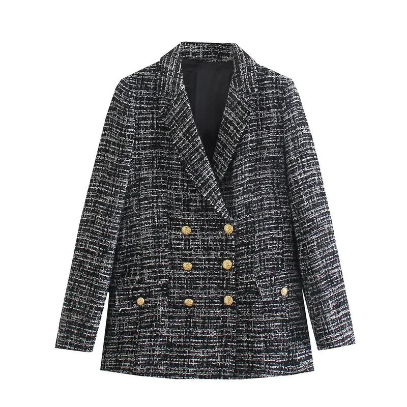 

Women's Double-Breasted Loose Suit Jacket Fashion Texture Casual Early Spring European American Style Clothing