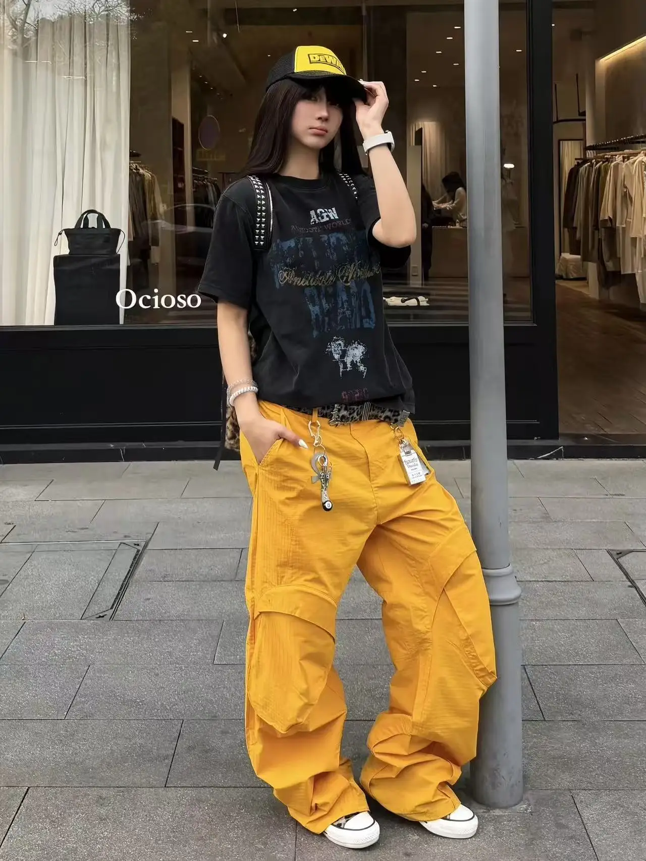 Yellow Mountain Series Casual Workwear Trousers 3D Tailoring Bright Yellow Straight Leg Pants for Young Men Spring Season