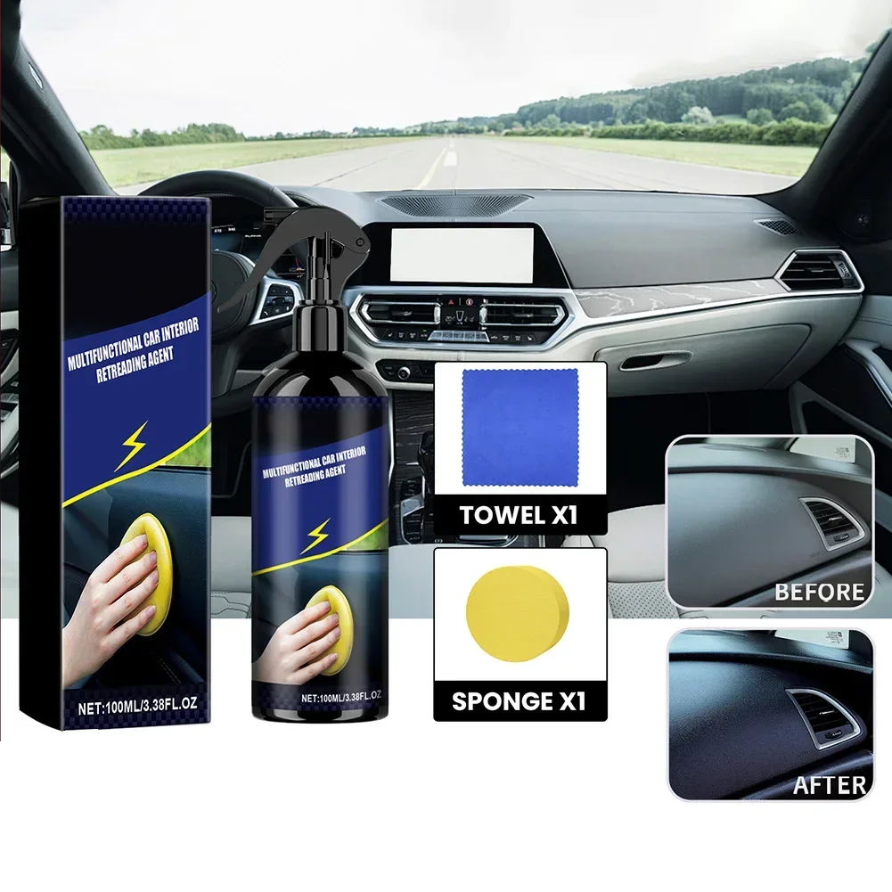 عامل تجديد السيارة للبلاستيك ، إزالة البقع ، البلاستيك ، عامل طلاء ، أصفر ، لوحة عدادات المناشف ، الأجزاء الجلدية ، إسفنجة منعشة