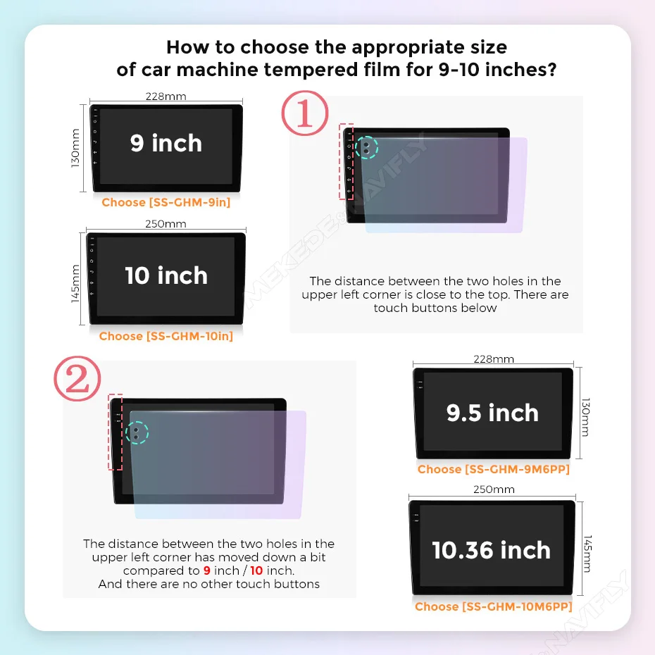 7/9/10/12.3 Inch Protective Film for Android Universal Multimedia Car Radio Player HD Anti Touch Screen Tempered Glass Sticker