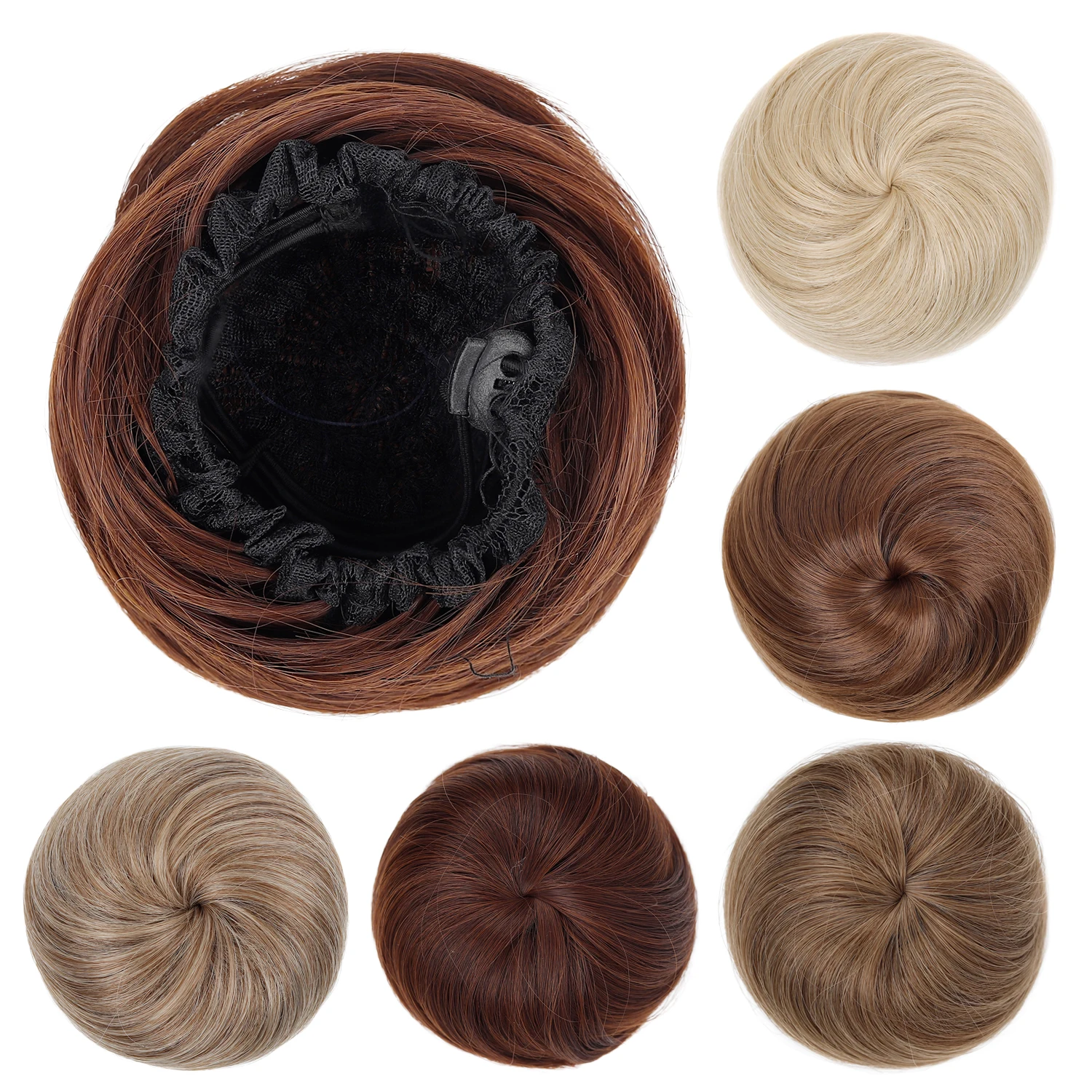 Synthetic Messy Bun Hair Piece Straight Short Chignon Drawstring Hair Bun For Women Updo Hairstyle Daily Use