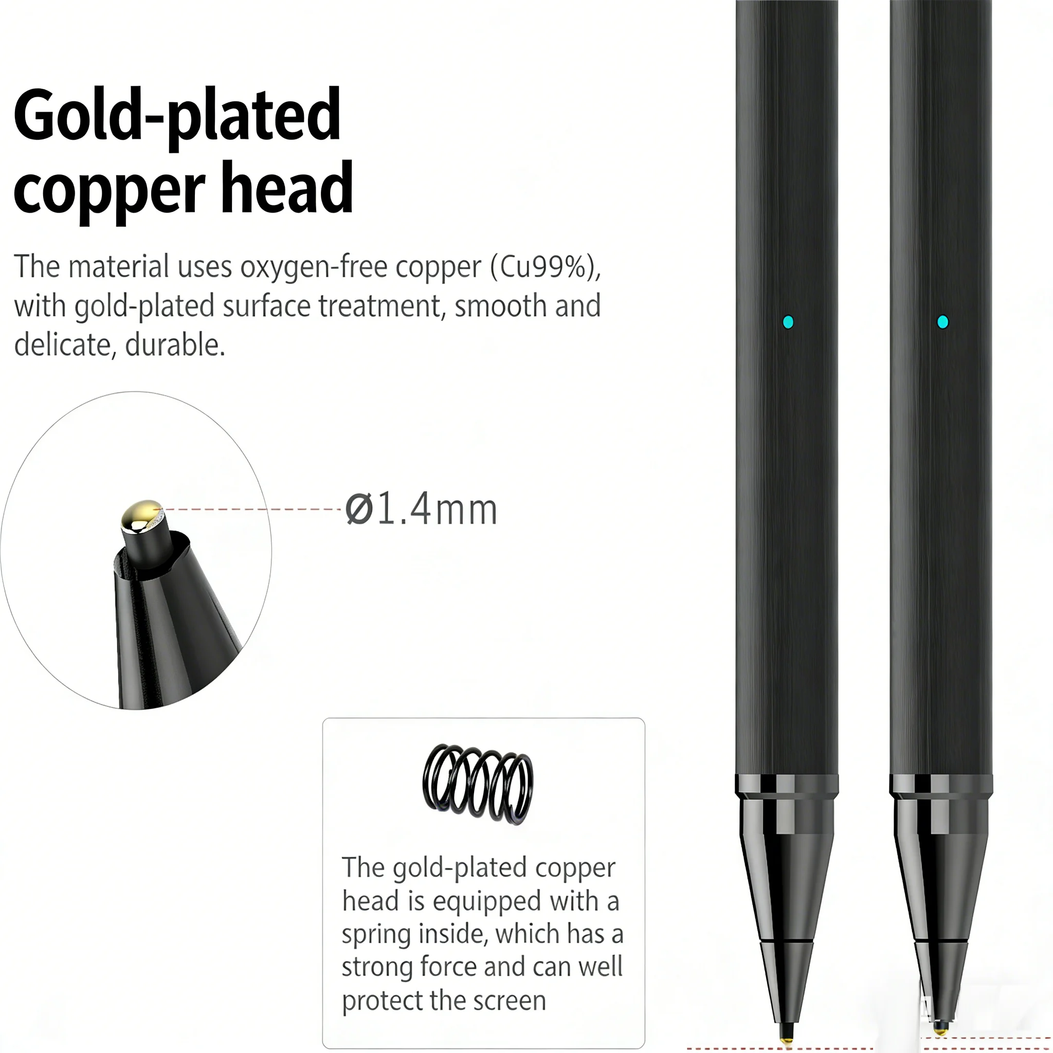 Active Stylus Pen Palm Rejection Tilt Sensitivity 1.4mm Gold-Plated Tip Magnetic Adsorption for Apple iPad Drawing&Note-Taking