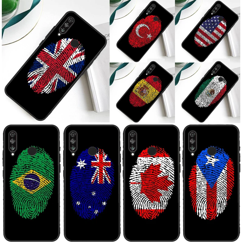 National Flag fingerprint For Huawei P30 Pro P60 P50 P20 P40 P Smart Nova 9 5T Honor Magic 5 Lite X8 X9 a 50 70 Case