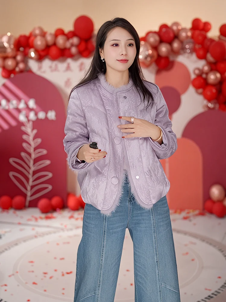 

Новая женская зимняя куртка из китайского пуха с меховой отделкой, повседневный крой, стандартный размер