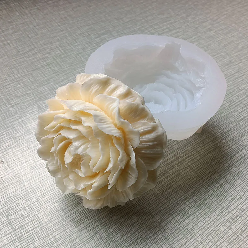 3D Peony Candle Silicone Mould Flower Soap Resin Plaster Mold Ice Chocolate Baking Tool Gypsum Handmade Home Decoration Gift