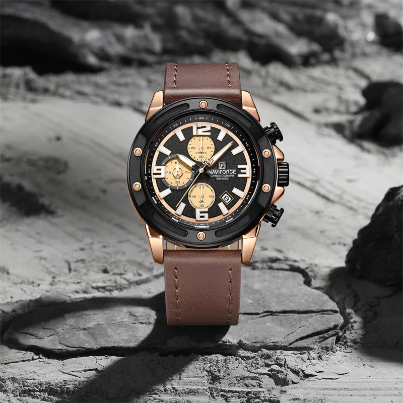 Nuovo stile NAVIFORCE orologi da uomo di lusso di alta qualità moda di lusso 3ATM orologio da uomo al quarzo impermeabile all'aperto delle migliori marche 2025