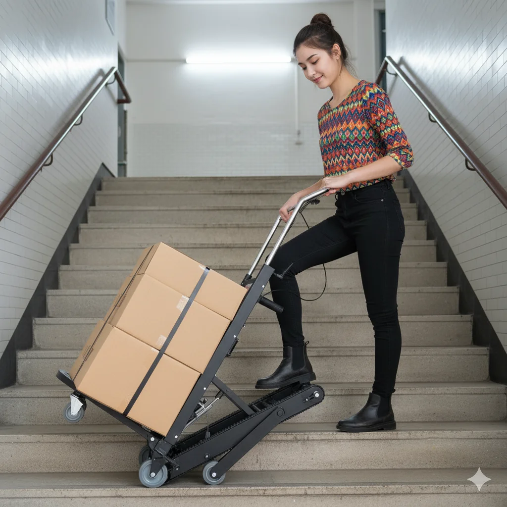 

【Hot】Home Stair Climbing Machine Portable Stair Climbing Machine Electric Tracked Model Handcart Stair Climbing Trolley