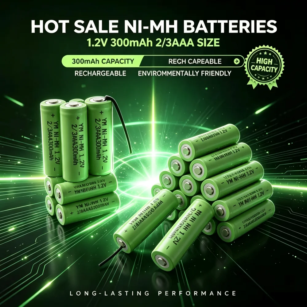 2/3 AAA 300mAh NIMH Rechargeable Battery Pack with Nickel Strap, Suitable for Electric Shavers