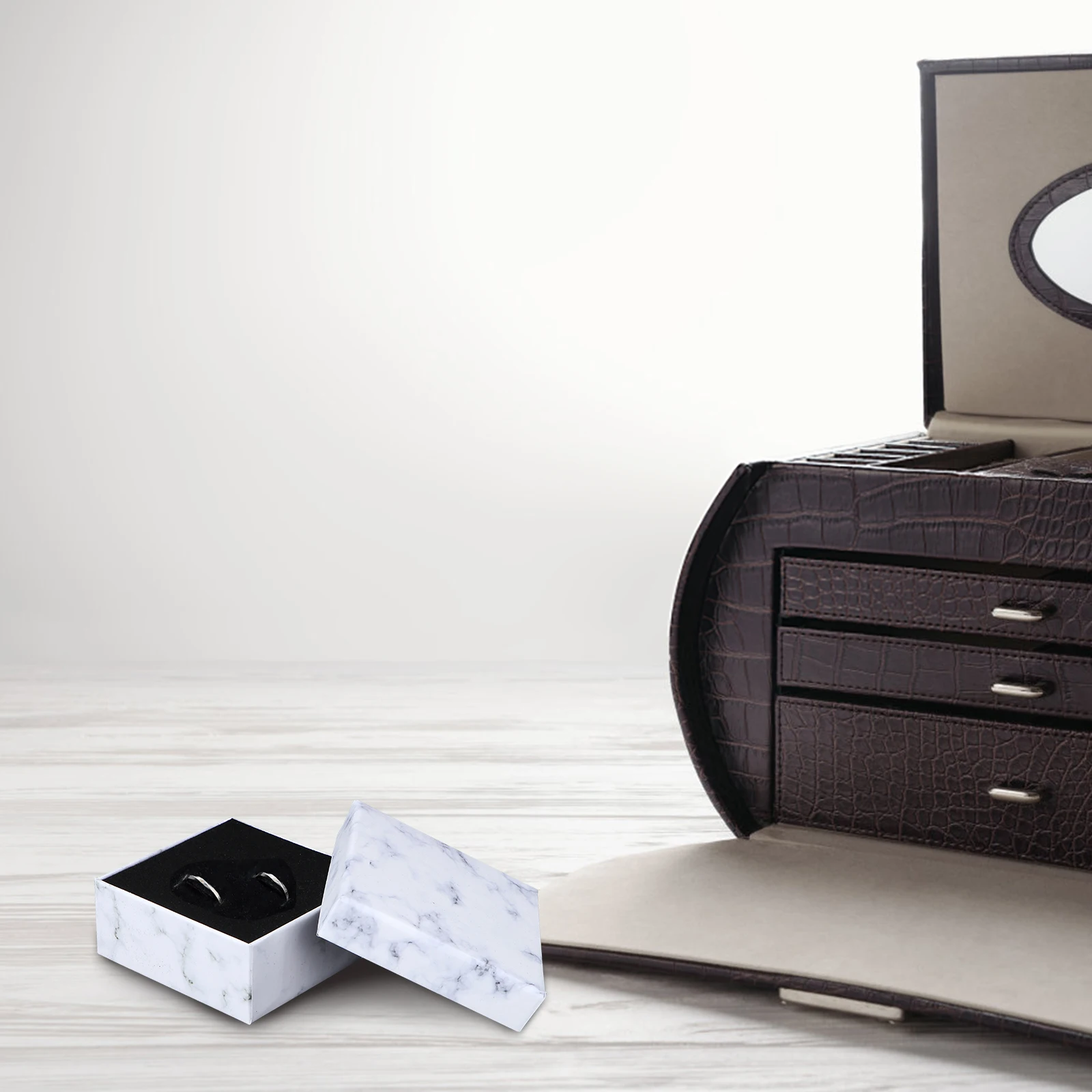 

10pcs Marble Jewelry Box Retro Earring Storage Case Necklace Organizer Vintage Ornament Holder Multi-Purpose Gift Present