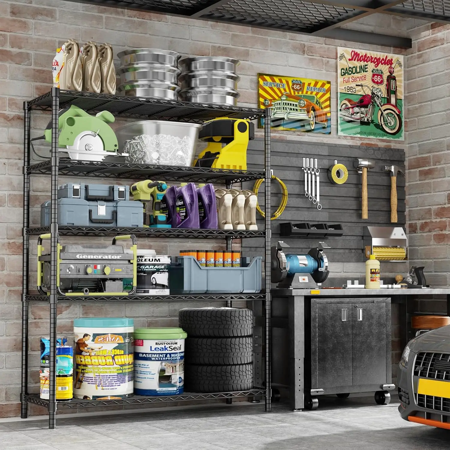 

Storage Shelves Heavy Duty, 45" W x 20" D x 72" H Garage Shelving Unit Loads 2000LBS, Customized