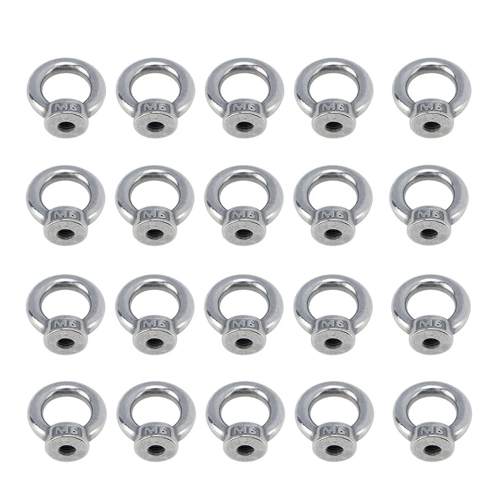 20pcs Lifting Eye Nut M6 Ring Eye Nuts 304 Stainless Steel Female Threaded Nut  Lifting Eye Nuts Various Engineering Hoisting Ma