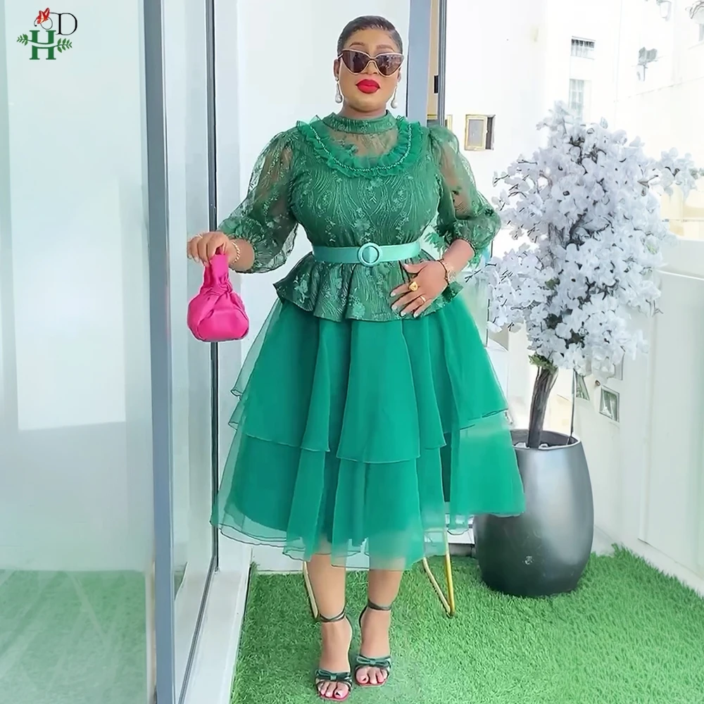 

African Dresses Women's Fashion Elegant Clothing Plus Size Summer Hight Waist Wedding Party Lace Dressing 2025 New Turkey Robe