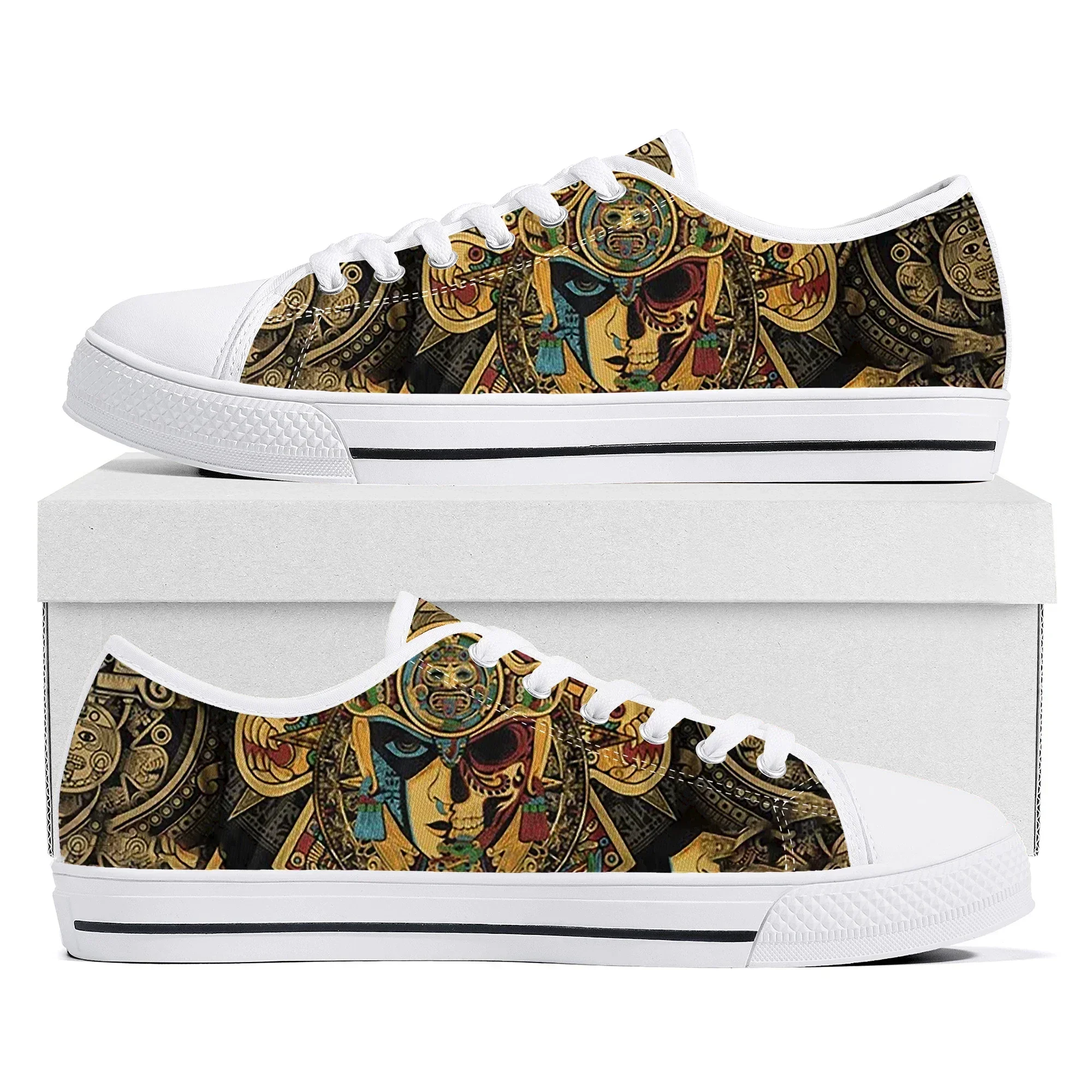 Mexican Aztec Quetzon Low Top Sneakers Mens Womens Teenager High Quality Canvas Sneaker couple Casual Shoes Customize DIY Shoe
