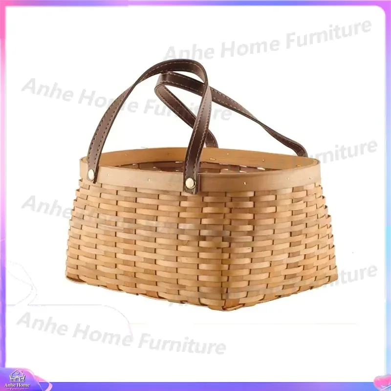 Natural Woven Wooden Pet Bed Round Cat Dog House Soft Warm Winter Kennel Hanging Fruit Vegetable Basket Home Decor Storage