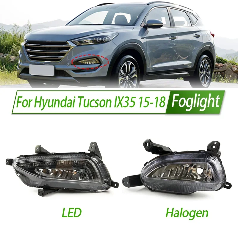 

For Hyundai Tucson IX35 15-18 Foglight Fog Light Assembly Halogen Front Bumper Fog Lamp Kit Replacement with Waterproof Housing