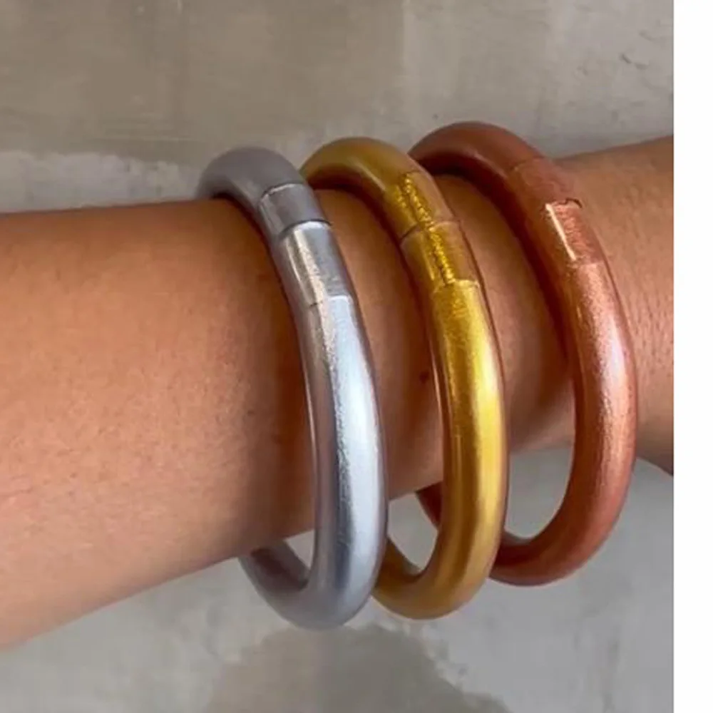 3pcs/set Glitter Jelly Bangles Colourfull Bracelet Luxury Charm 10MM Round Bangle for Women Soft Silicone Bracelet Buddha Girl