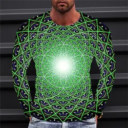Mens T-Shirts Fashion Men Eye 3D Printed Illusion Optics Aumutn Tops Long Sleeve O-nack Casual Oversized Tee Shirts Comfort Tops