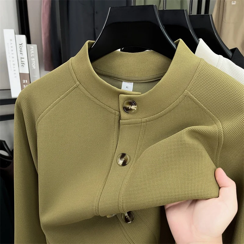 High end winter new men's knitted cardigan luxur solid color button jacquard design Korean casual round neck warm sweater coat
