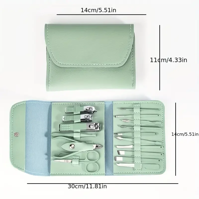 Manicure Set 16 in 1 Stainless Steel, Nail Clippers Scissors Pedicure Tools Kit - Portable Travel Grooming Kit for Men and Women