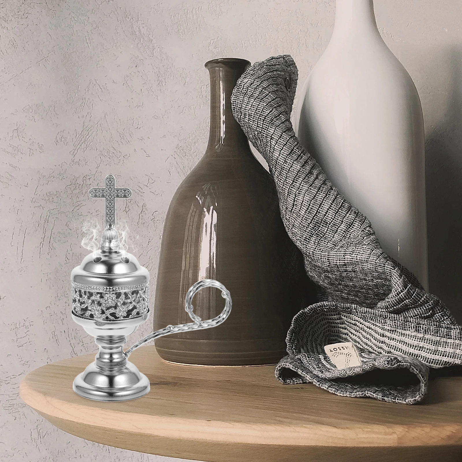 

Metal Incense Cone Burner Middle East Tall Base Censer Aromatherapy Furnace Portable Lightweight Home Office Yoga Sauna