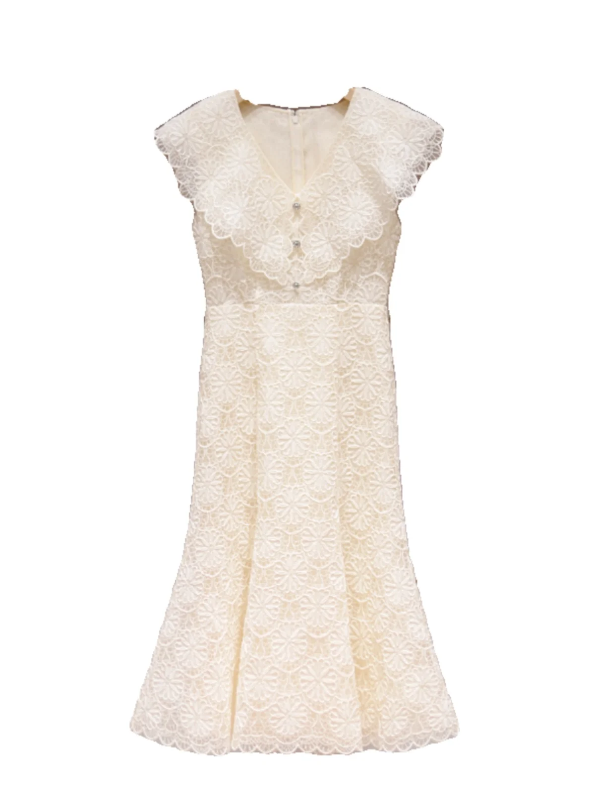 Ele V-Ne oco para fora fi cauda longa dr verão novo sle design sentido midi dr com guarnição de renda pequena fraança sle