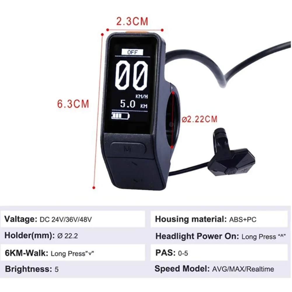 

Electric Bicycle Mid-Motor Display For Bafang Bbs01 02 MidMotor SW102 E-bike Speed Control Pannel Instrument Cycling Parts