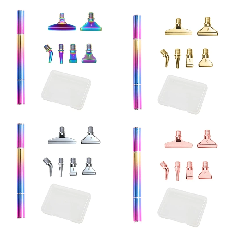 

5D Rainbow Color Diamond Paint Pen Screw Thread Head Tips Point Drill Pens Durable Easy To Use