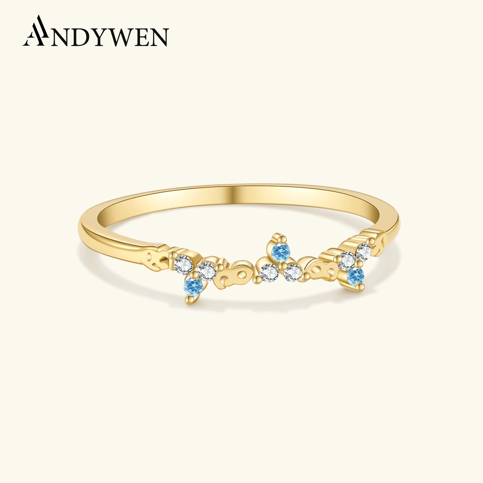 

ANDYWEN, 100% стерлинговое серебро 925 пробы, круговое светло-голубое кольцо с фианитом, треугольное кольцо, женское модное роскошное изысканное обручальное кольцо, ювелирное изделие, подарок