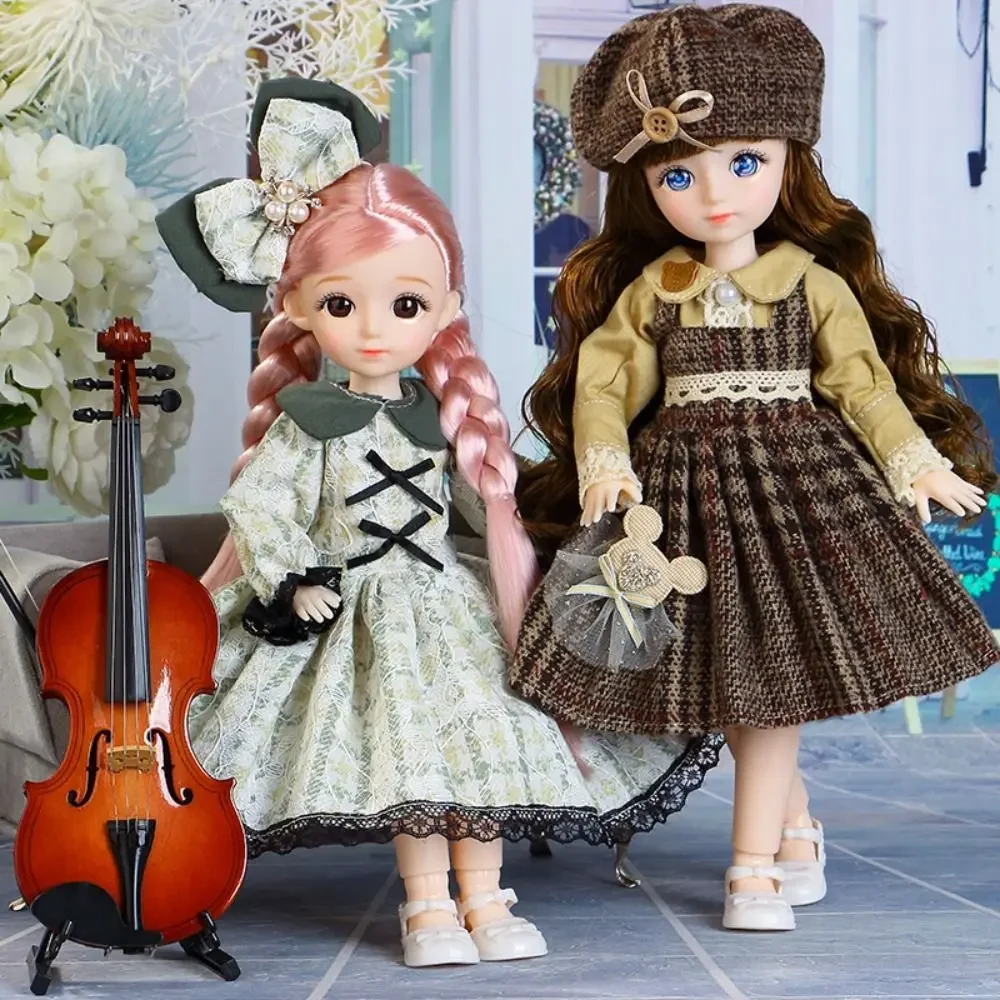 BJD Doll and Clothes Multiple Removable Joints 30cm 1/6 3D Eyes Doll Girl Dress Up Birthday Gift Toy