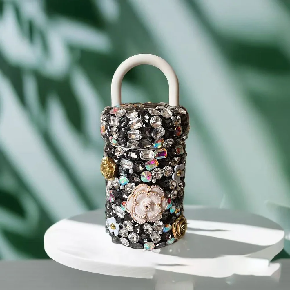 

400ml Sparkling Rhinestone Stainless Steel Thermos Portable Vacuum Flask with Handle Thermo Bottle Insulated Tumble Water Bottle