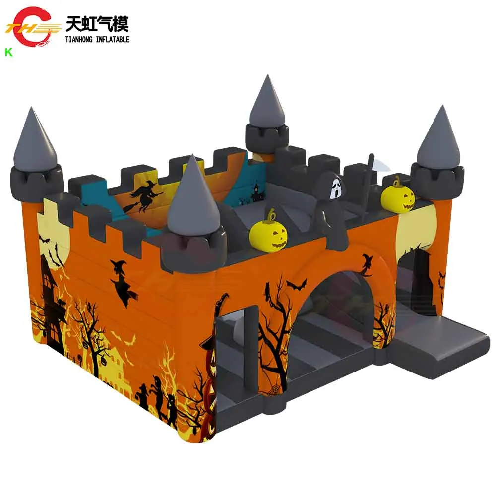 Maison gonflable personnalisée de rebond d'halloween de 5x4m avec le Combo gonflable de videur de jeu de carnaval de glissière