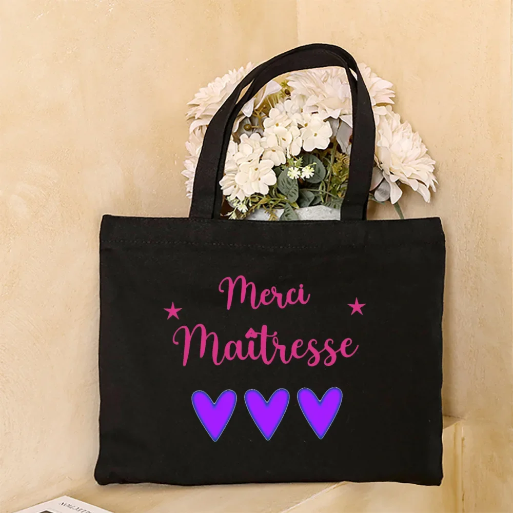 

Merci Maitresse Printed Handbag Travel Storage Shopping Bag Organizer Large Capacity Multi-purpose Shoulder Tote Bag Thanks Gift