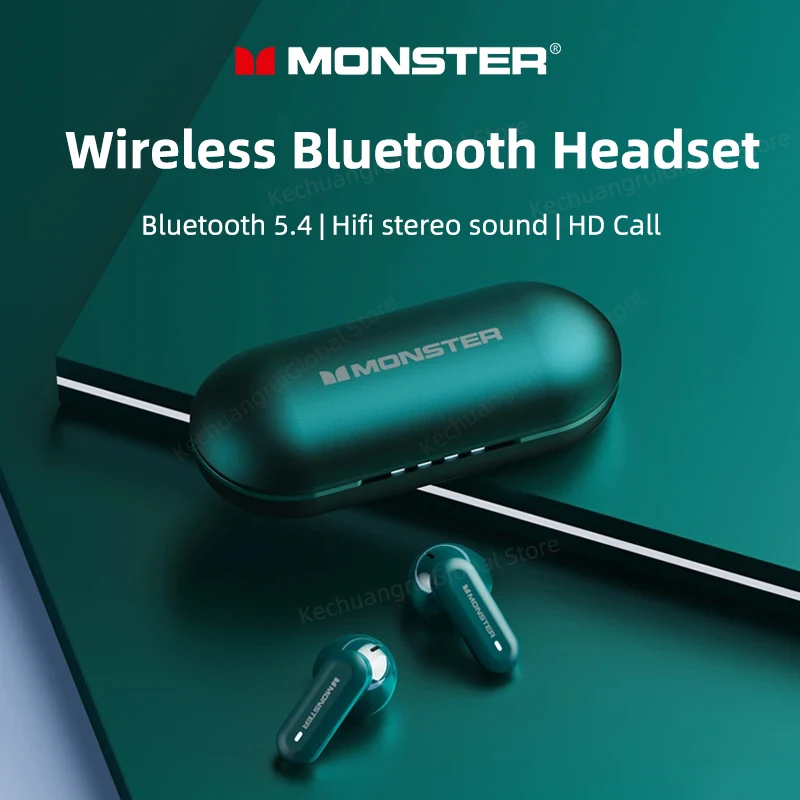 Monster XKT25 Wireless Bluetooth 5.4 Headphones TWS Hifi Stereo Earphones Gaming Headset Noise Reduction Sports Earbuds With Mic