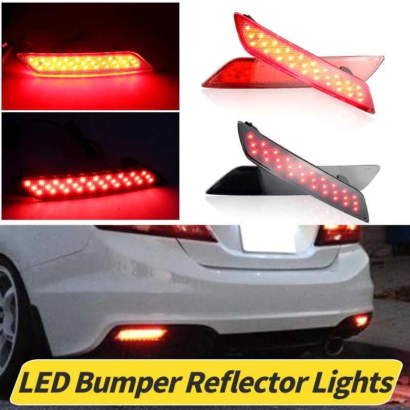 

2Pcs For 2013-2015 Honda Civic Sedan OEM:33505TR0A51 LED Bumper Reflector Lights,Function as Tail, Brake&Rear Fog Lamps No Error