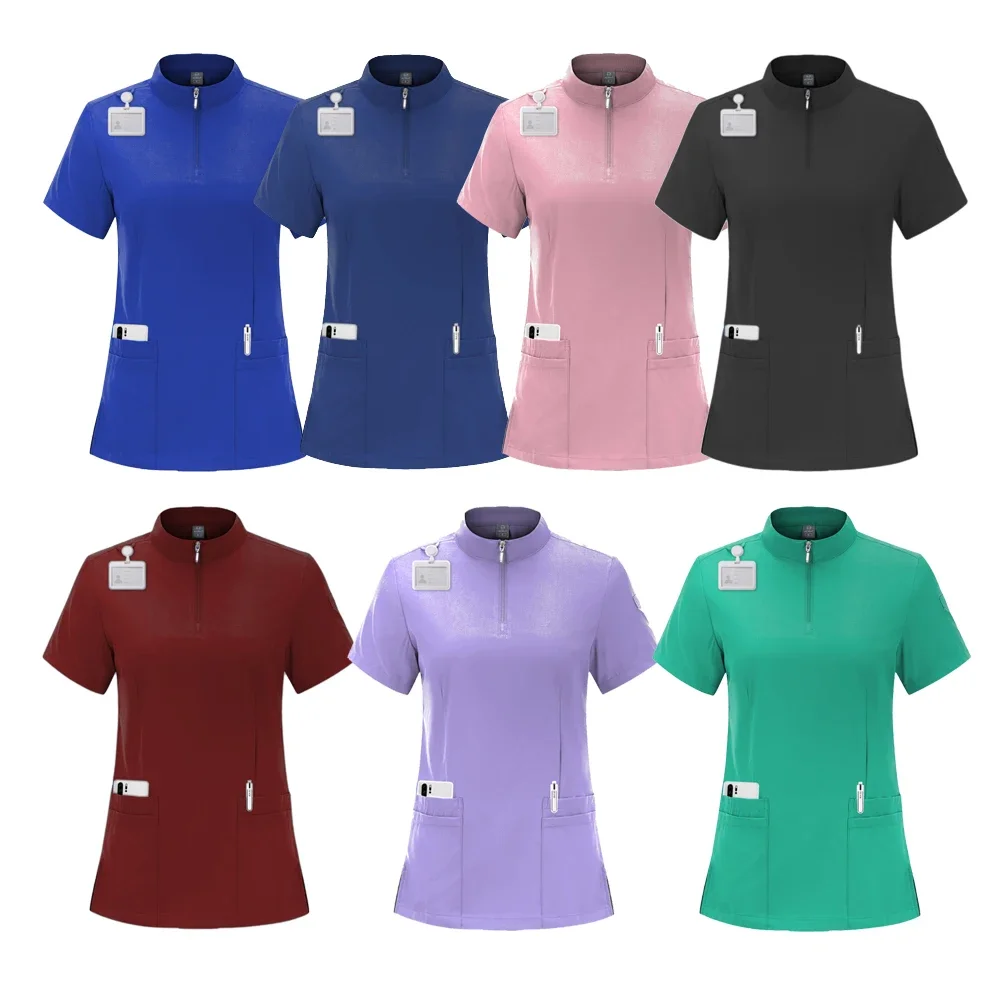 Nurse Women Casual Short Sleeved Apparel Top + Pant Pharmacy Working Medical Hospital Doctor Nursing Uniform V-neck Scrub Set