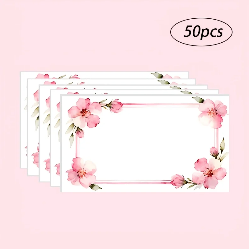 50pcs - Watercolor Flower Blank Cards, Handwritten Cards for Greetings and Gifts, Wedding Notes and Message Cards