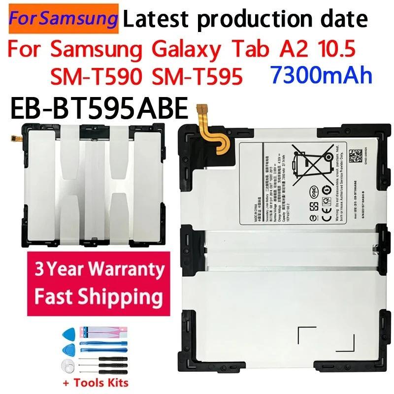 100% EB-BT595ABE NEW 7300mAh For Samsung Galaxy Tab A2 10.5 SM-T590 T595 Lightweight High Compatibility Tablet Battery