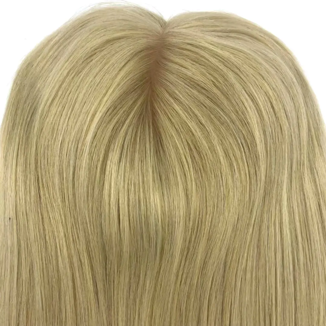 Hstonir Blond Topper Human Hair Women European Remy Hair Clips For Lady Silk Natural Hair Piece Kippa Accessories Piano TP69