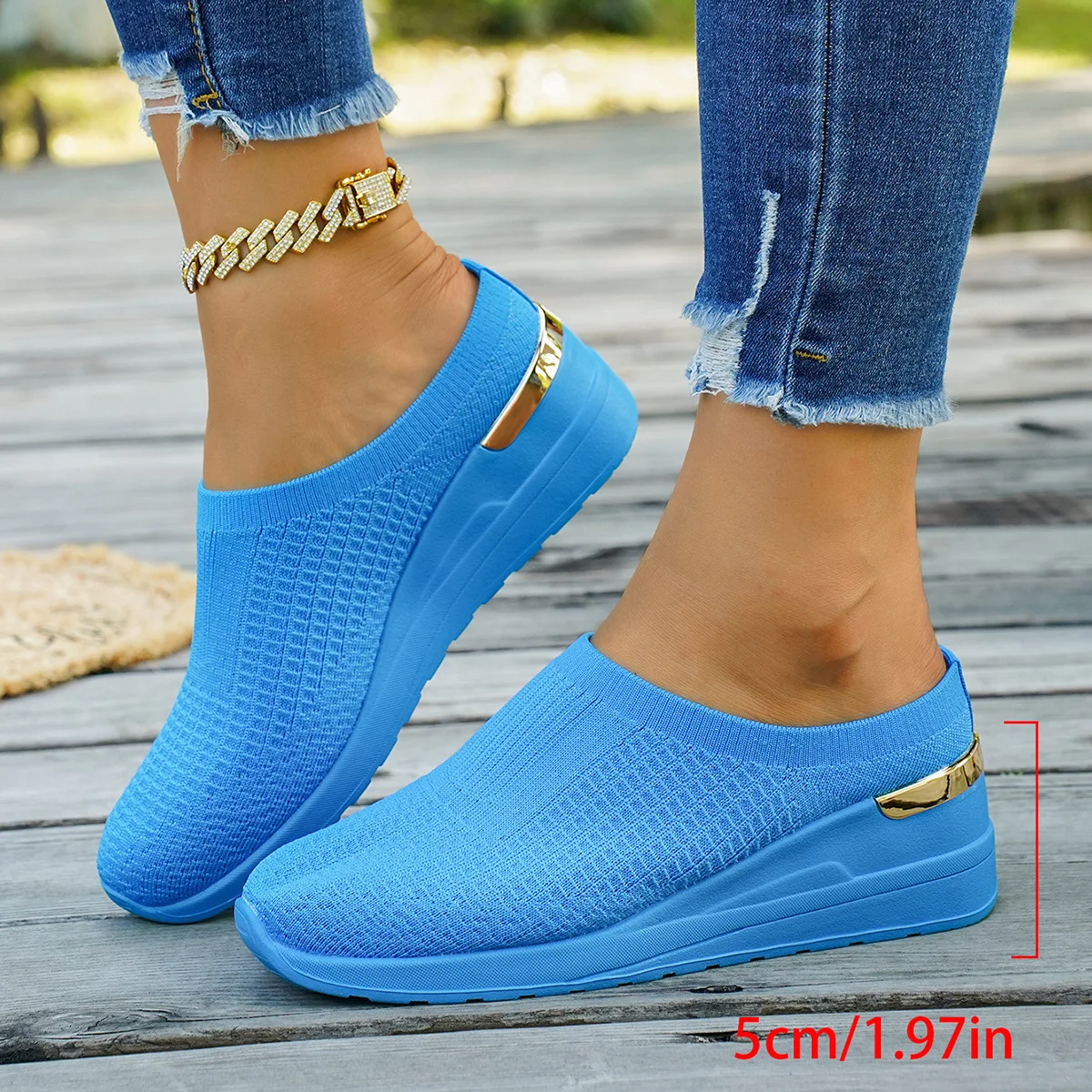 Summer 2026 Women's Slope Heel Slippers Comfortable Thick Bottom Breathable Mesh Sports Shoes for Ladies