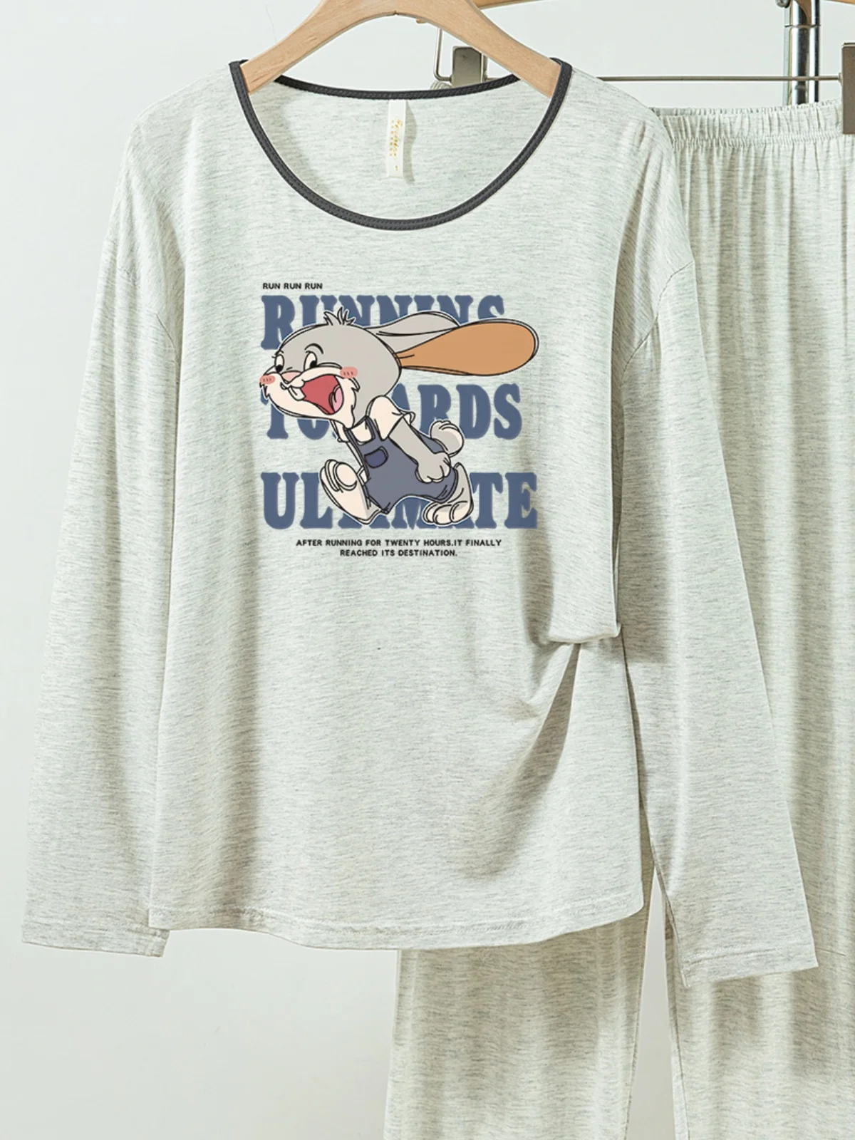 

5181-145 Casual and Comfortable Modal Cotton Pajamas for Women, New Spring and Autumn Long-Sleeved Long Pants Solid Color Casual