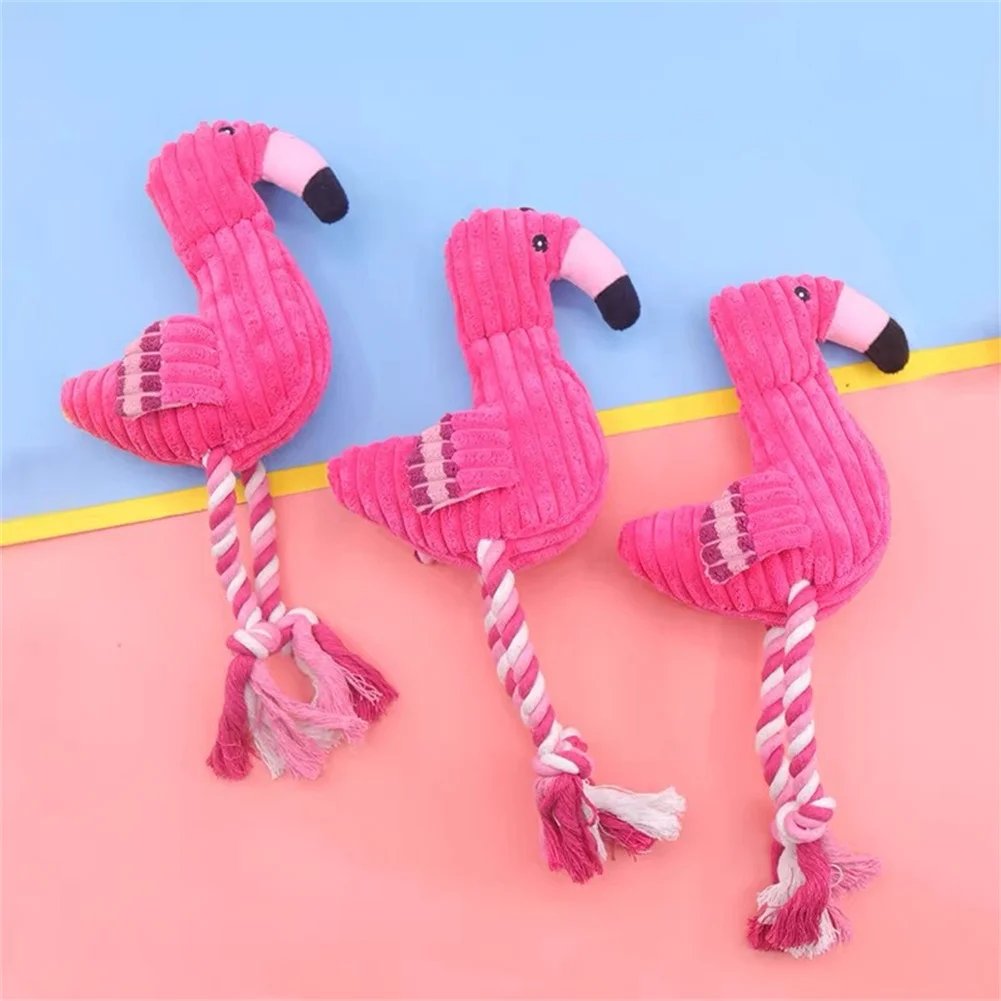 Cleaning Teeth Squeaky Interactive Cartoon Animal Flamingo Shaped Dog Chewing Toy Pet Training Products Pet Chew Toys 1Pcs