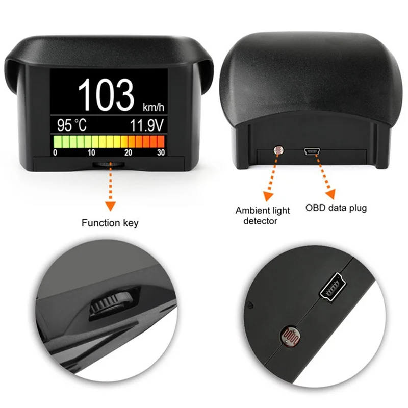 

AEA7-Car Digital Speedometer Car Computer Car Display Instrument A202 OBD2 OBD2 Head-Up Display Trip Display Speed
